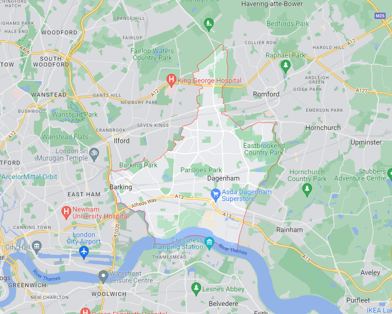 Map of Healthwatch Barking and Dagenham area