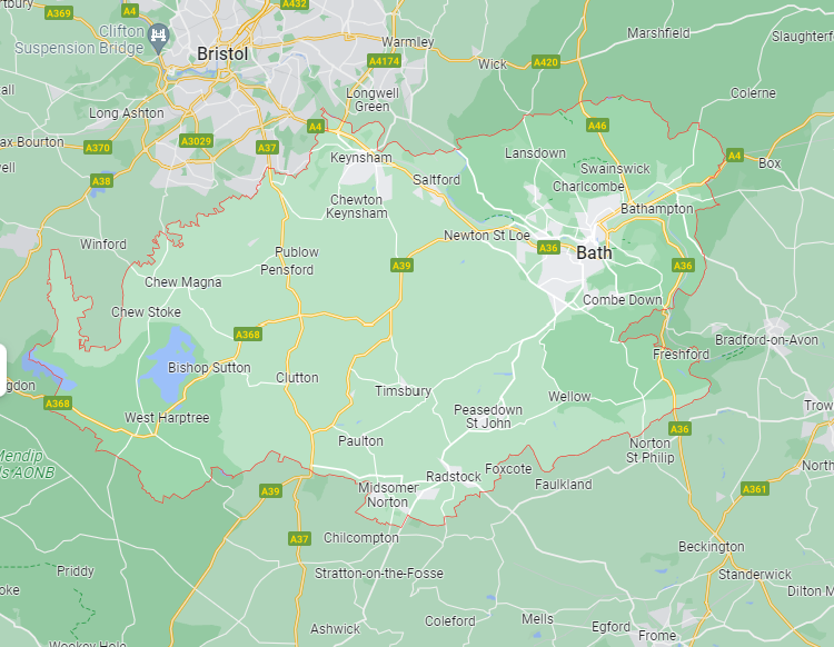 Map of Healthwatch Bath & North East Somerset area