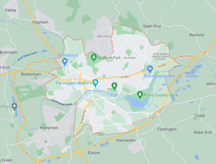 Map of Healthwatch Bedford Borough area