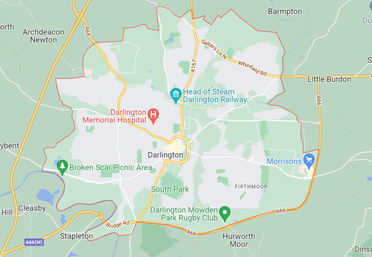 Map of Healthwatch Darlington area