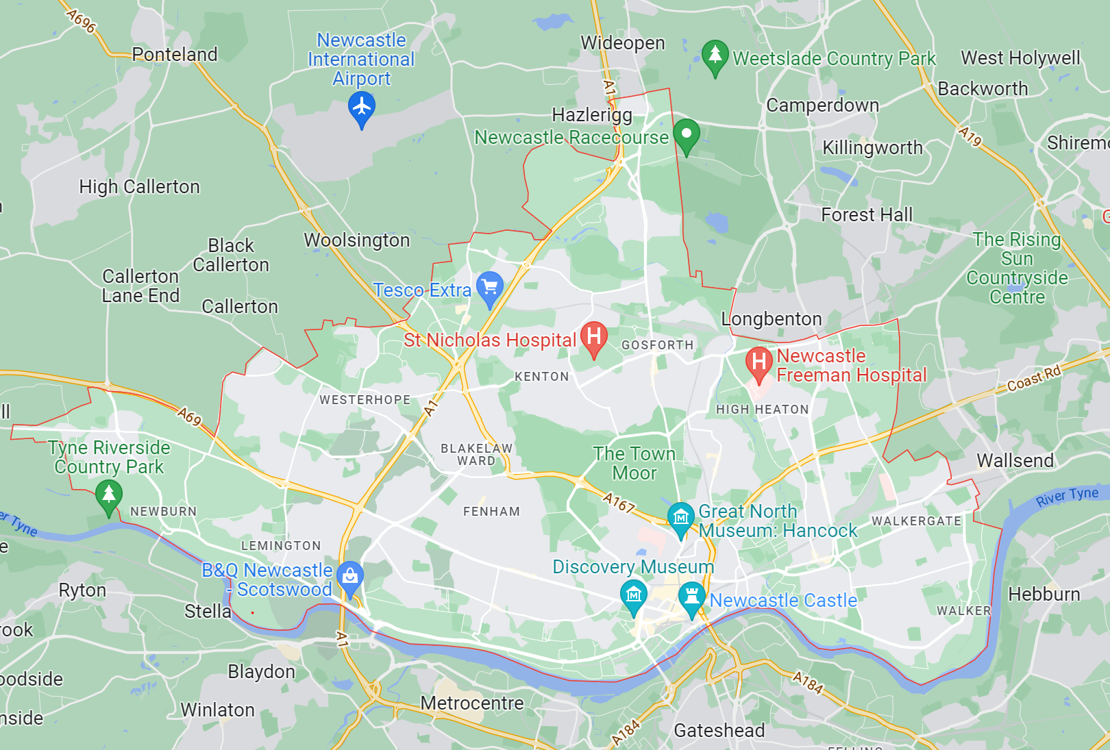 Map of Healthwatch Newcastle area