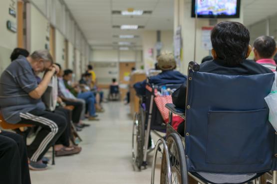 A busy hopsital waiting room